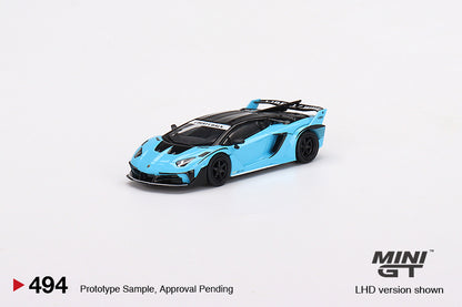 Mô hình xe Mini GT 1:64 Lamborghini LB-Silhouette WORKS Aventador GT EVO Baby Blue - MGT00494