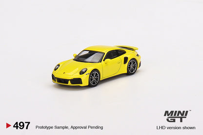 Mô hình xe Mini GT 1:64 Porsche 911 Turbo S Racing Yellow - MGT00497