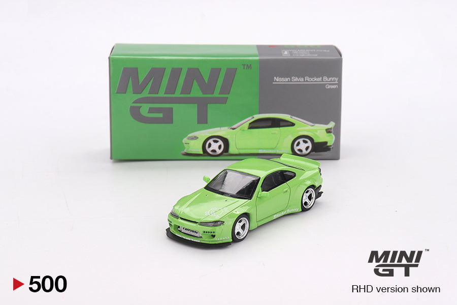 Mô hình xe Mini GT 1:64 Nissan Silvia (S15) Rocket Bunny Green RHD - MGT00500