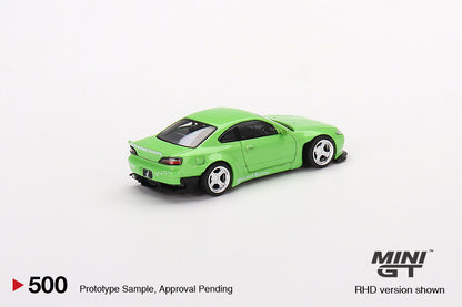 Mô hình xe Mini GT 1:64 Nissan Silvia (S15) Rocket Bunny Green RHD - MGT00500