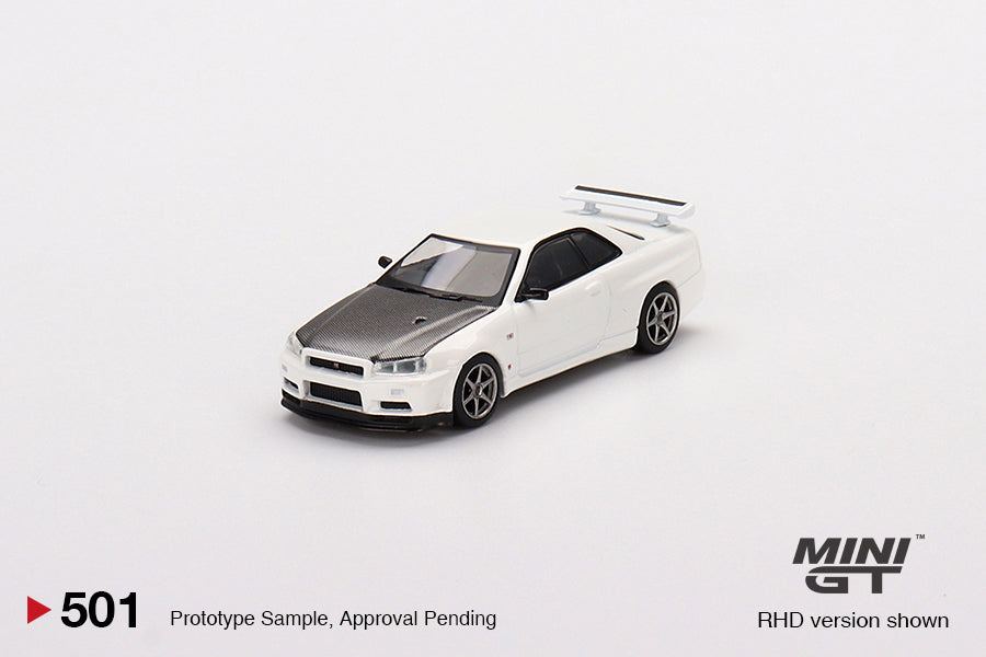 Mô hình xe Mini GT 1:64 Nissan Skyline GT-R (R34) V-Spec II N1 White - MGT00501