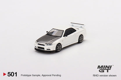 Mô hình xe Mini GT 1:64 Nissan Skyline GT-R (R34) V-Spec II N1 White - MGT00501