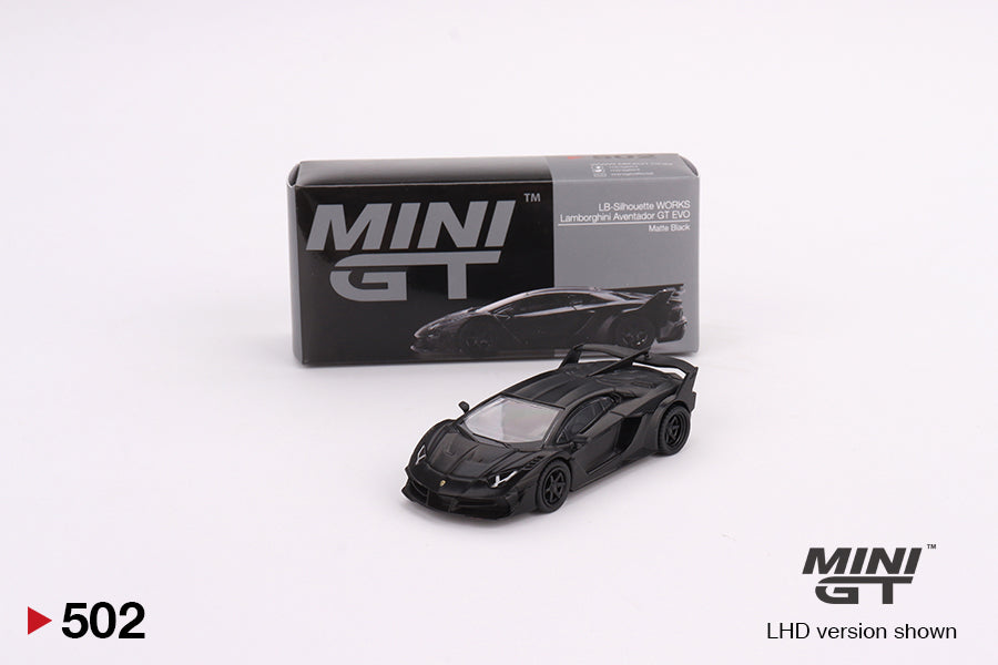 Mô hình xe Mini GT 1:64 Lamborghini LB-Silhouette WORKS Aventador GT EVO Matte Black - MGT00502