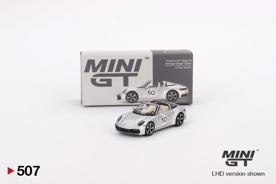 Mô hình xe Mini GT 1:64 Porsche 911 Targa 4S Heritage Design Edition GT Silver Metallic - MGT00507