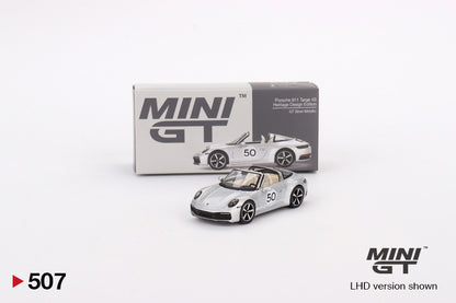 Mô hình xe Mini GT 1:64 Porsche 911 Targa 4S Heritage Design Edition GT Silver Metallic - MGT00507