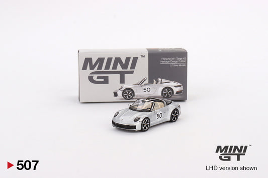 Mô hình xe Mini GT 1:64 Porsche 911 Targa 4S Heritage Design Edition GT Silver Metallic - MGT00507