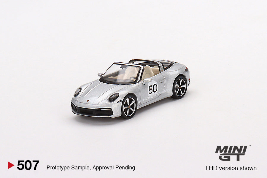 Mô hình xe Mini GT 1:64 Porsche 911 Targa 4S Heritage Design Edition GT Silver Metallic - MGT00507