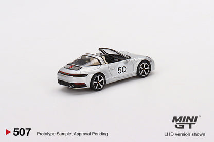 Mô hình xe Mini GT 1:64 Porsche 911 Targa 4S Heritage Design Edition GT Silver Metallic - MGT00507