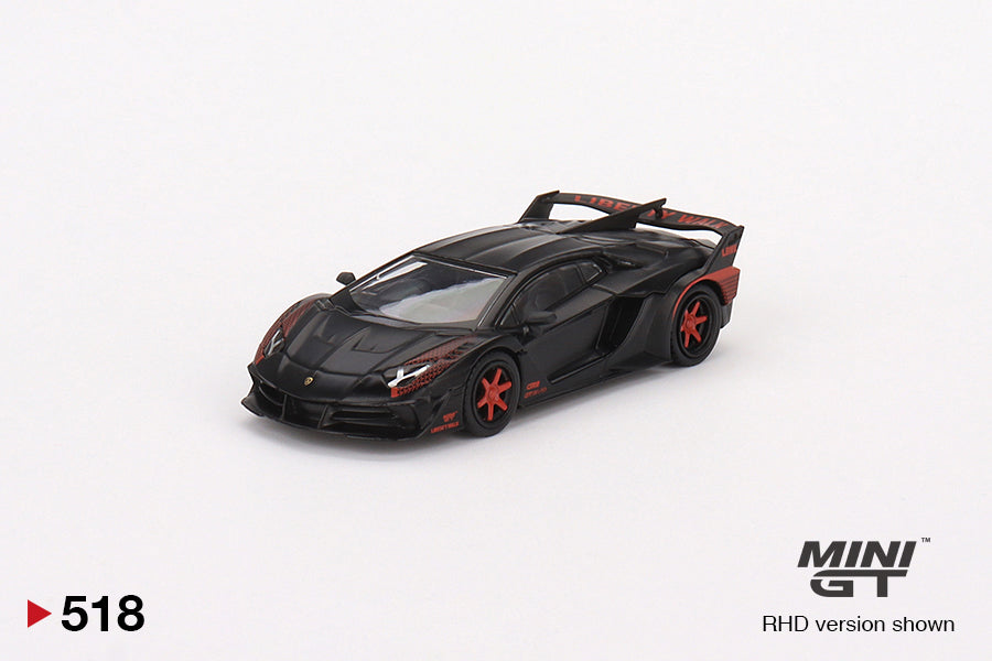 Mô hình xe Mini GT 1:64 LB-Silhouette WORKS Lamborghini Aventador GT EVO Matte Black w/Red Accent - MGT00518