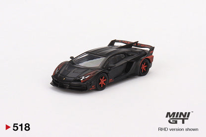 Mô hình xe Mini GT 1:64 LB-Silhouette WORKS Lamborghini Aventador GT EVO Matte Black w/Red Accent - MGT00518
