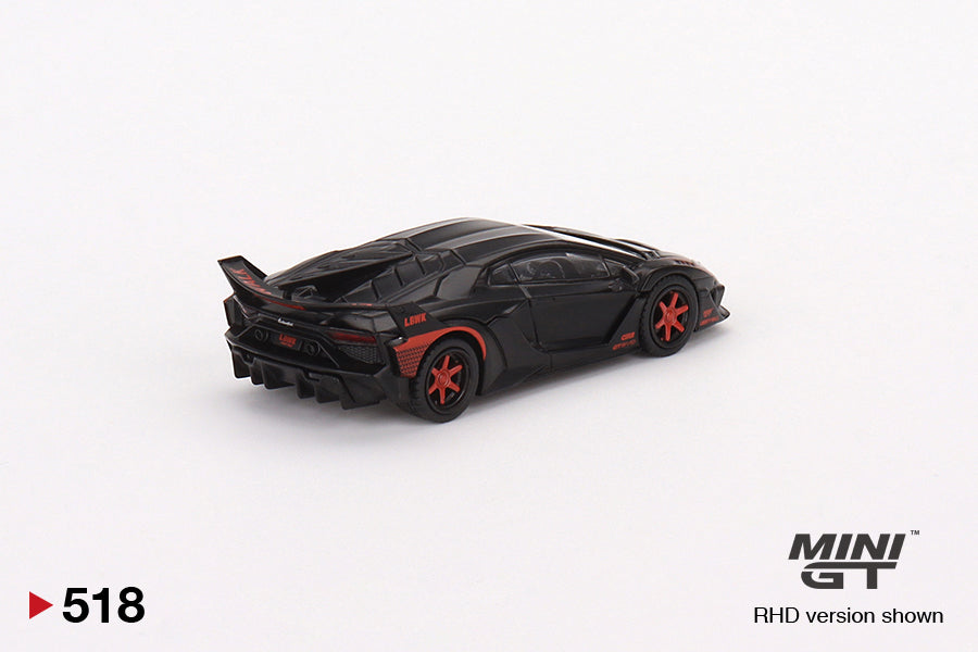 Mô hình xe Mini GT 1:64 LB-Silhouette WORKS Lamborghini Aventador GT EVO Matte Black w/Red Accent - MGT00518