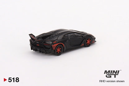 Mô hình xe Mini GT 1:64 LB-Silhouette WORKS Lamborghini Aventador GT EVO Matte Black w/Red Accent - MGT00518