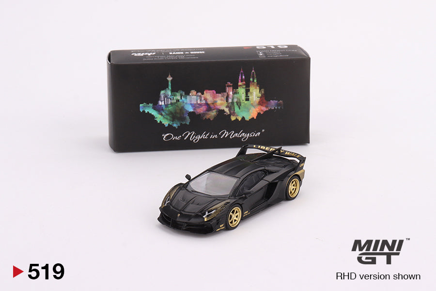 Mô hình xe Mini GT 1:64 LB-Silhouette WORKS Lamborghini Aventador GT EVO Matte Black w/Gold Accent - MGT00519