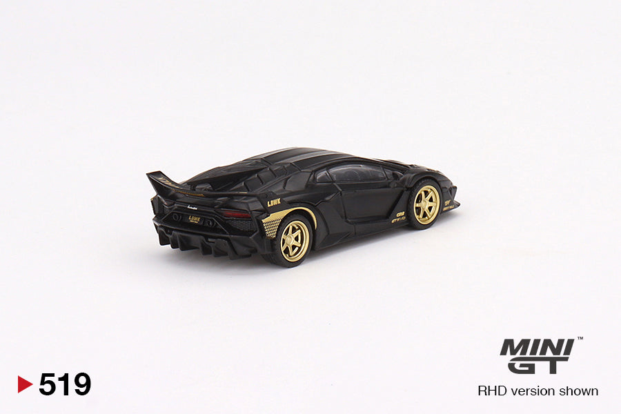 Mô hình xe Mini GT 1:64 LB-Silhouette WORKS Lamborghini Aventador GT EVO Matte Black w/Gold Accent - MGT00519
