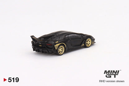 Mô hình xe Mini GT 1:64 LB-Silhouette WORKS Lamborghini Aventador GT EVO Matte Black w/Gold Accent - MGT00519