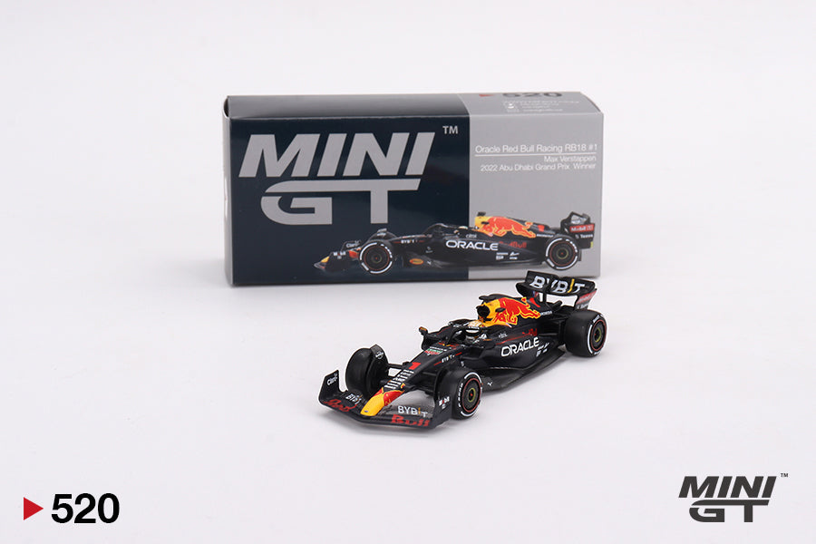 Mô hình xe Mini GT 1:64 Oracle Red Bull Racing RB18 #1 Max Verstappen 2022 Abu Dhabi Grand Prix Winner - MGT00520