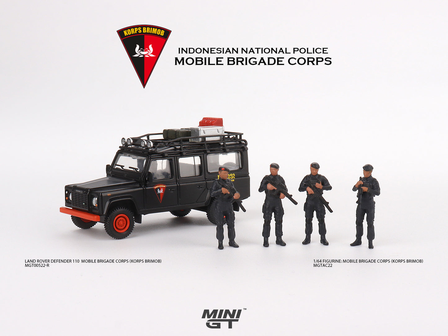 Mô hình xe Mini GT 1:64 Land Rover Defender 110 Mobile Brigade Corps (KORPS BRIMOB) - MGT00522