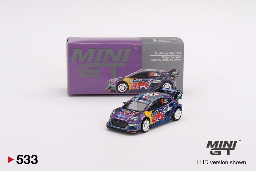 Mô hình xe Mini GT 1:64 Ford Puma Rally1 #19 M-Sport Ford WRT 2022 Rally MonteCarlo Winner LHD - MGT00533