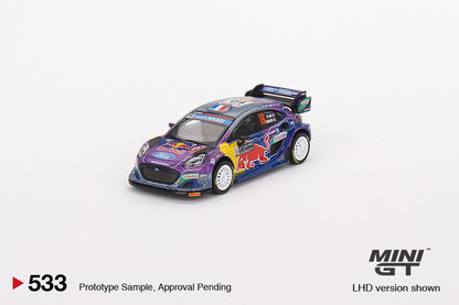 Mô hình xe Mini GT 1:64 Ford Puma Rally1 #19 M-Sport Ford WRT 2022 Rally MonteCarlo Winner LHD - MGT00533