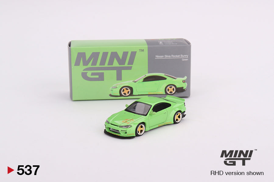 Mô hình xe Mini GT 1:64 Nissan Silvia(S15) Rocket Bunny Green 2023 Shizuoka Hobby Show Exclusive - MGT00537