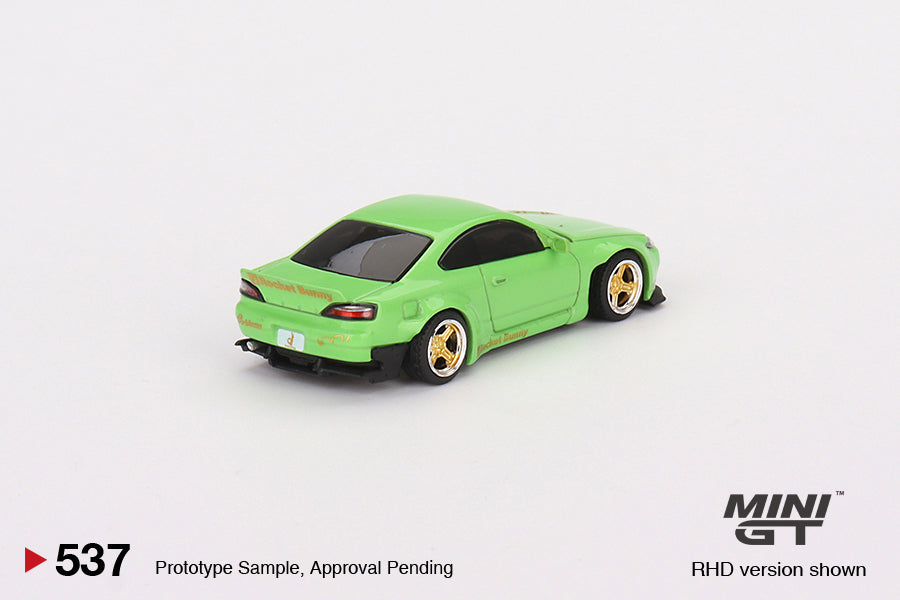 Mô hình xe Mini GT 1:64 Nissan Silvia(S15) Rocket Bunny Green 2023 Shizuoka Hobby Show Exclusive - MGT00537