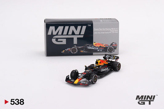 Mô hình xe Mini GT 1:64 Oracle Red Bull Racing RB18 #11 Sergio Pérez 2022 Abu Dhabi Grand Prix 3rd Place - MGT00538