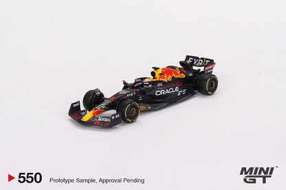 Mô hình xe Mini GT 1:64 Oracle Red Bull Racing RB18 #1 Max Verstappen 2022 Monaco Grand Prix 3rd Place - MGT00550