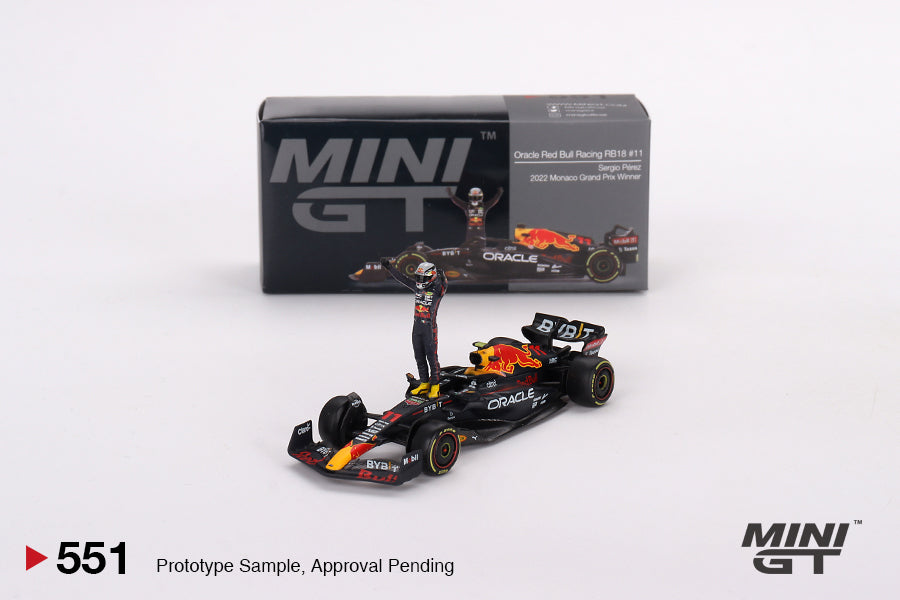 Mô hình xe Mini GT 1:64 Oracle Red Bull Racing RB18 #11 Sergio Pérez 2022 Monaco Prix Winner - MGT00551
