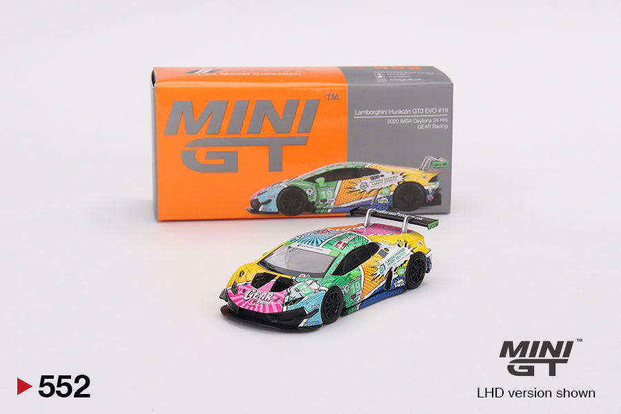 Mô hình xe Mini GT 1:64 Lamborghini Huracán GT3 EVO #19 GEAR Racing 2020 IMSA Daytona 24 Hrs - MGT00552