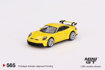 Mô hình xe Mini GT 1:64 Porsche 911 (992) GT3 Racing Yellow - MGT00565