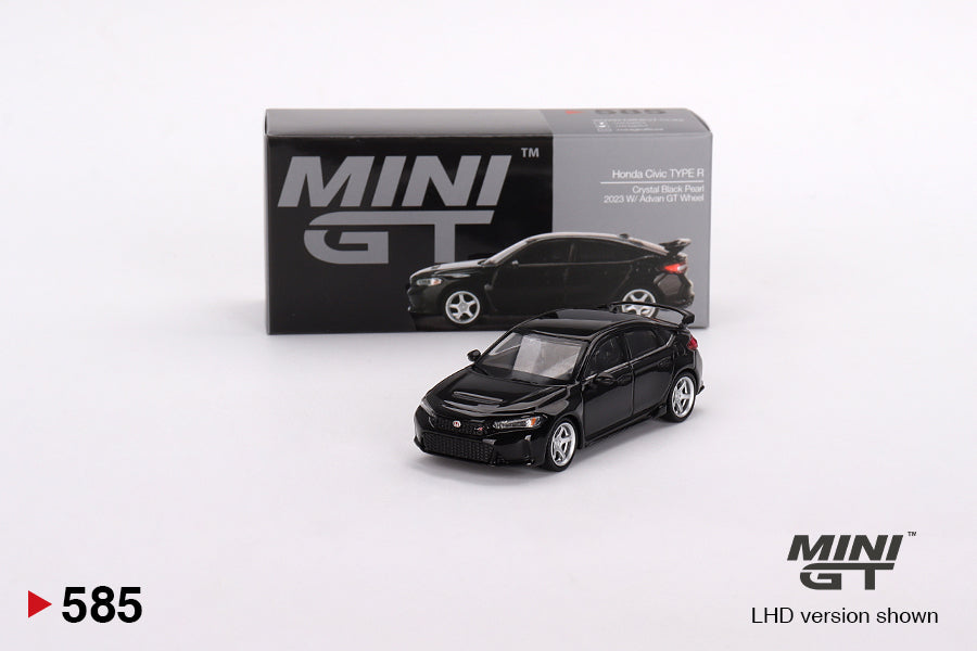 Mô hình xe Mini GT 1:64 Honda Civic Type R Crystal Black Pearl 2023 W/ Advan GT Wheel - MGT00585