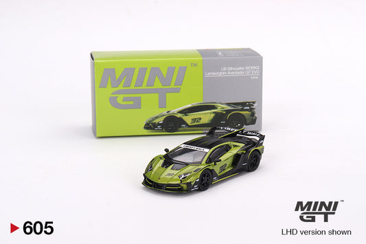 Mô hình xe Mini GT 1:64 Lamborghini LB-Silhouette WORKS Aventador GT EVO Lime - MGT00605