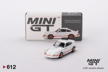 Mô hình xe Mini GT 1:64 Porsche 911 Carrera RS 2.7 Grand Prix White with Red Livery - MGT00612
