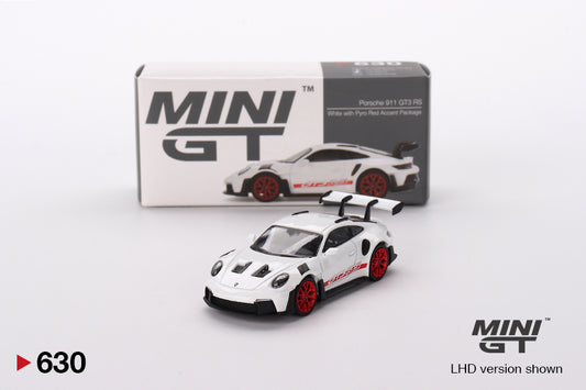 Mô hình xe Mini GT 1:64 Porsche 911 (992) GT3 RS White with Pyro Red Accent Package - MGT00630