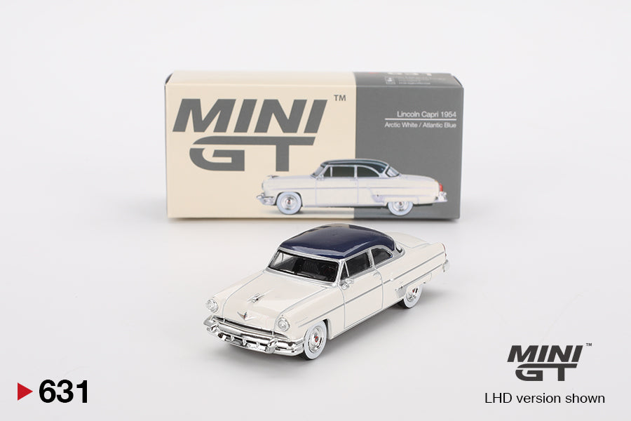 Mô hình xe Mini GT 1:64 Lincoln Capri 1954 Arctic White / Atlantic Blue - MGT00631