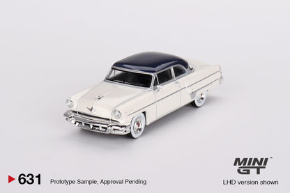 Mô hình xe Mini GT 1:64 Lincoln Capri 1954 Arctic White / Atlantic Blue - MGT00631