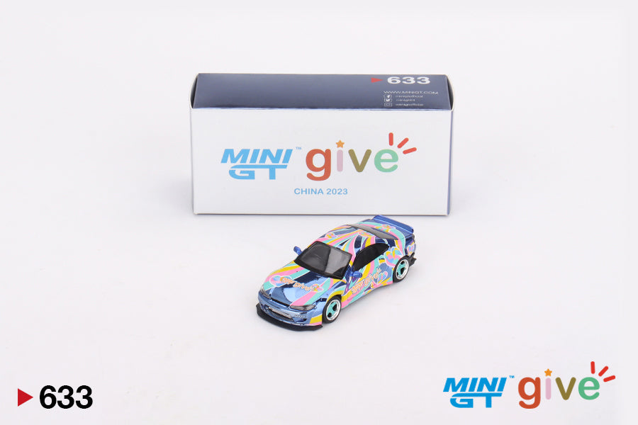 Mô hình xe Mini GT 1:64 Nissan Silvia (S15) Rocket Bunny Chrome Blue MINI GT GIVE 2023 CHINA - MGT00633