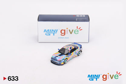 Mô hình xe Mini GT 1:64 Nissan Silvia (S15) Rocket Bunny Chrome Blue MINI GT GIVE 2023 CHINA - MGT00633