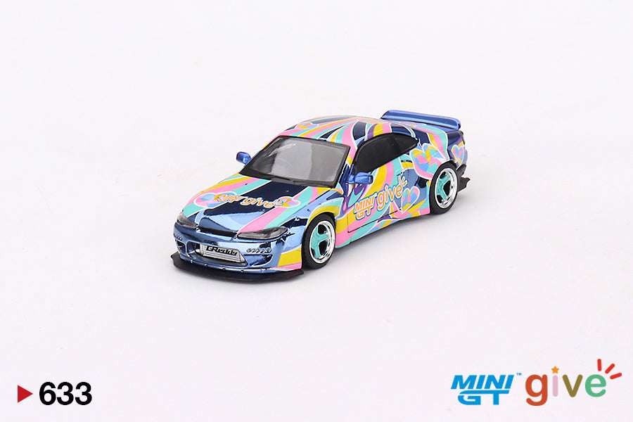 Mô hình xe Mini GT 1:64 Nissan Silvia (S15) Rocket Bunny Chrome Blue MINI GT GIVE 2023 CHINA - MGT00633