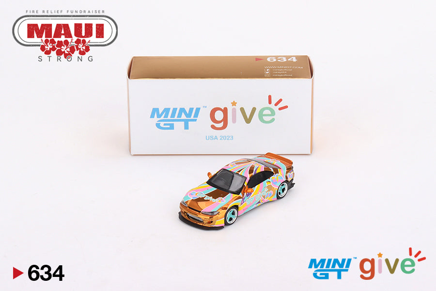 Mô hình xe Mini GT 1:64 Nissan Silvia (S15) Rocket Bunny Chrome Orange MINI GT GIVE 2023 USA Limited 25 pcs - MGT00634