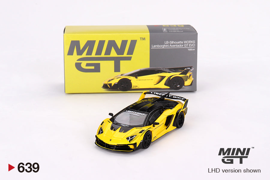 Mô hình xe Mini GT 1:64 Lamborghini LB-Silhouette WORKS Aventador GT EVO Yellow - MGT00639