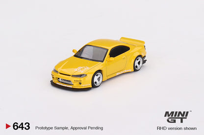 Mô hình xe Mini GT 1:64 Nissan Silvia (S15) Rocket Bunny Bronze Yellow - MGT00643