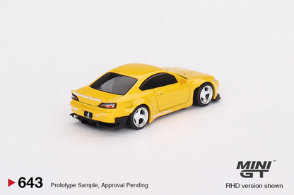 Mô hình xe Mini GT 1:64 Nissan Silvia (S15) Rocket Bunny Bronze Yellow - MGT00643