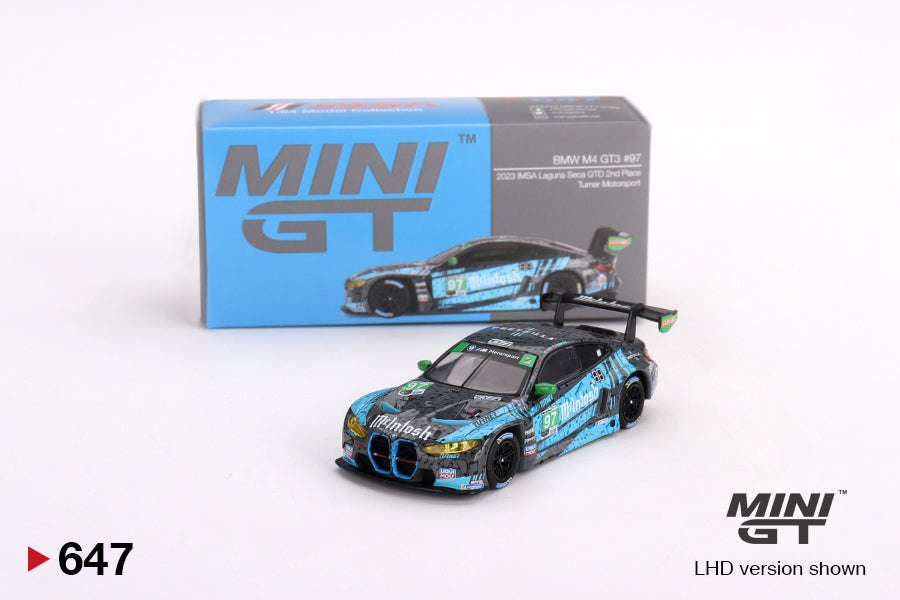 Mô hình xe Mini GT 1:64 BMW M4 GT3 #97 Turner Motorsport IMSA 2023 Laguna Seca GTD 2nd Place - MGT00647