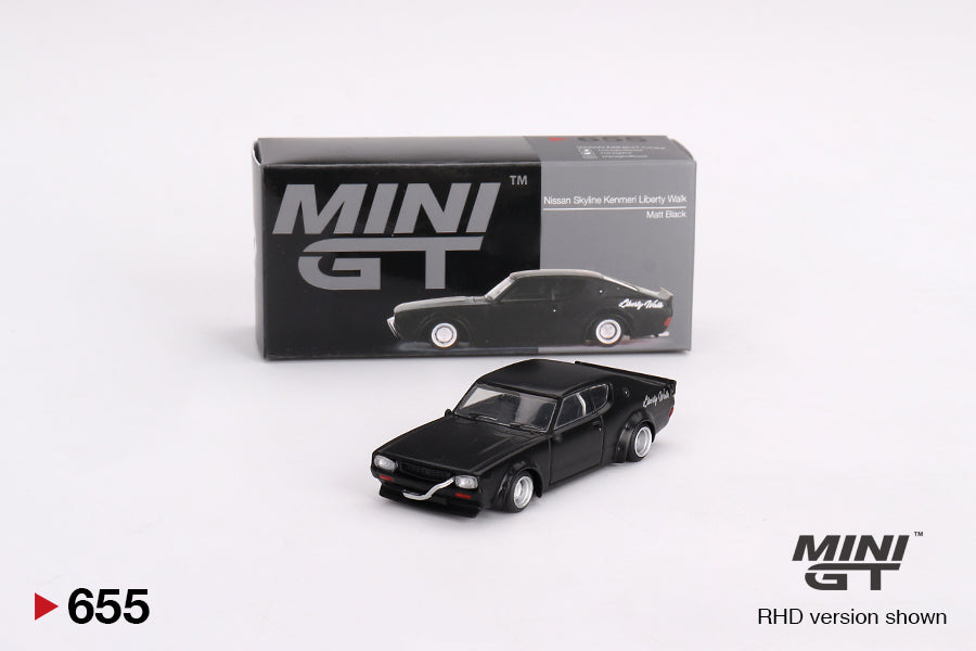 Mô hình xe Mini GT 1:64 Nissan Skyline Kenmeri Liberty Walk Matt Black - MGT00655