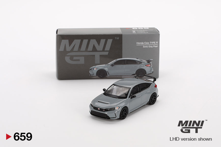 Mô hình xe Mini GT 1:64 Honda Civic Type R Sonic Gray Pearl 2023 - MGT00659