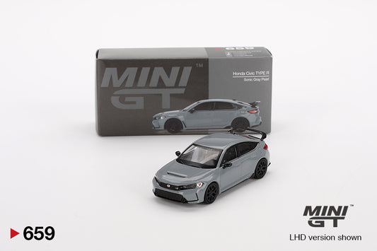 Mô hình xe Mini GT 1:64 Honda Civic Type R Sonic Gray Pearl 2023 - MGT00659