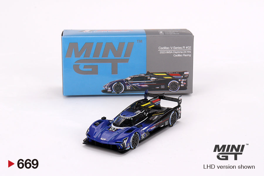 Mô hình xe Mini GT 1:64 Cadillac V-Series.R #02 2023 IMSA Daytona 24 Hrs - MGT00669