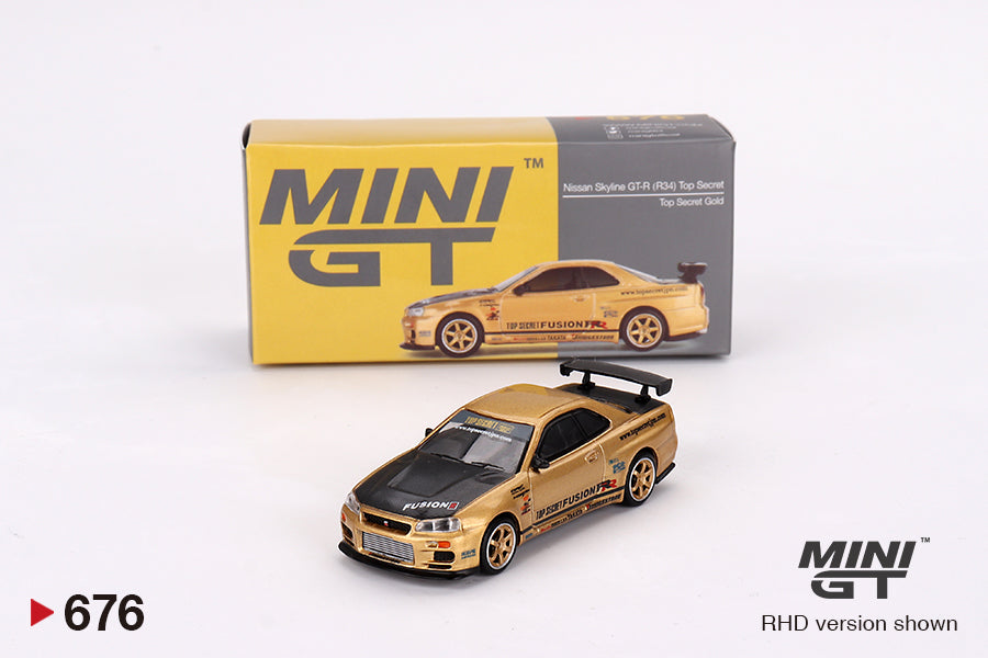 Mô hình xe Mini GT 1:64 Nissan Skyline GT-R (R34) Top Secret Top Secret Gold - MGT00676
