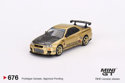 Mô hình xe Mini GT 1:64 Nissan Skyline GT-R (R34) Top Secret Top Secret Gold - MGT00676